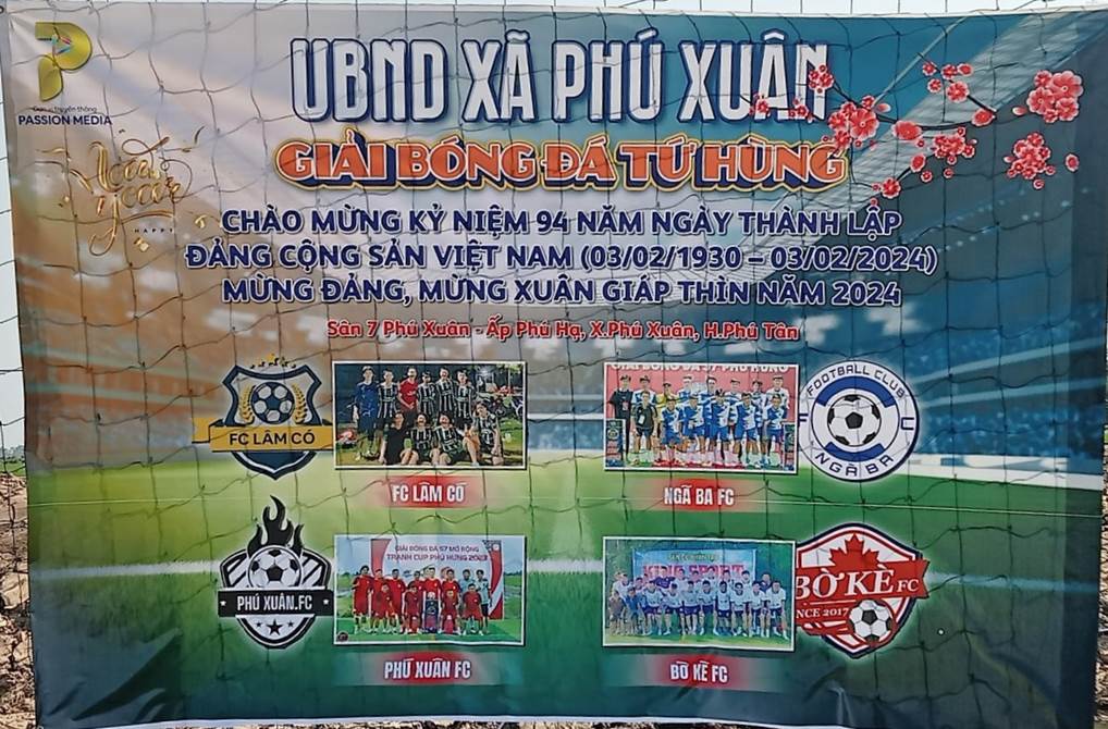 Phú Xuân tổ chức giải bóng đá tứ hùng chào mừng 94 năm ngày thành lập Đảng công sản Việt Nam 3/2 và mừng Đảng, mừng Xuân Giáp Thìn năm 2024